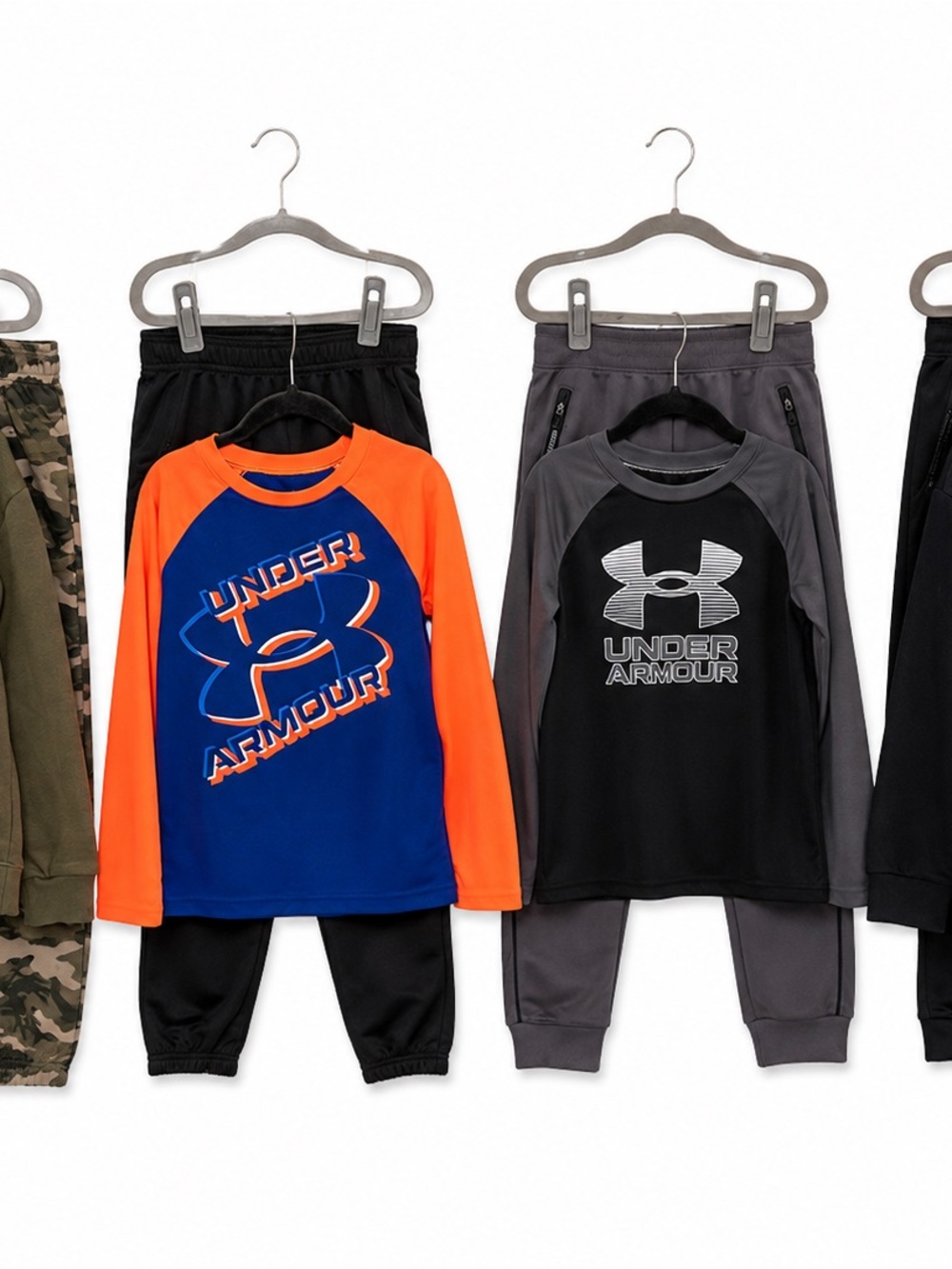 Under Armour Kids Blue and Orange Raglan Top with Black Joggers
